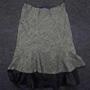 Chaps Trumpet Midi Skirt Plaid 100% Wool Academic Women Size 8 Black Purple